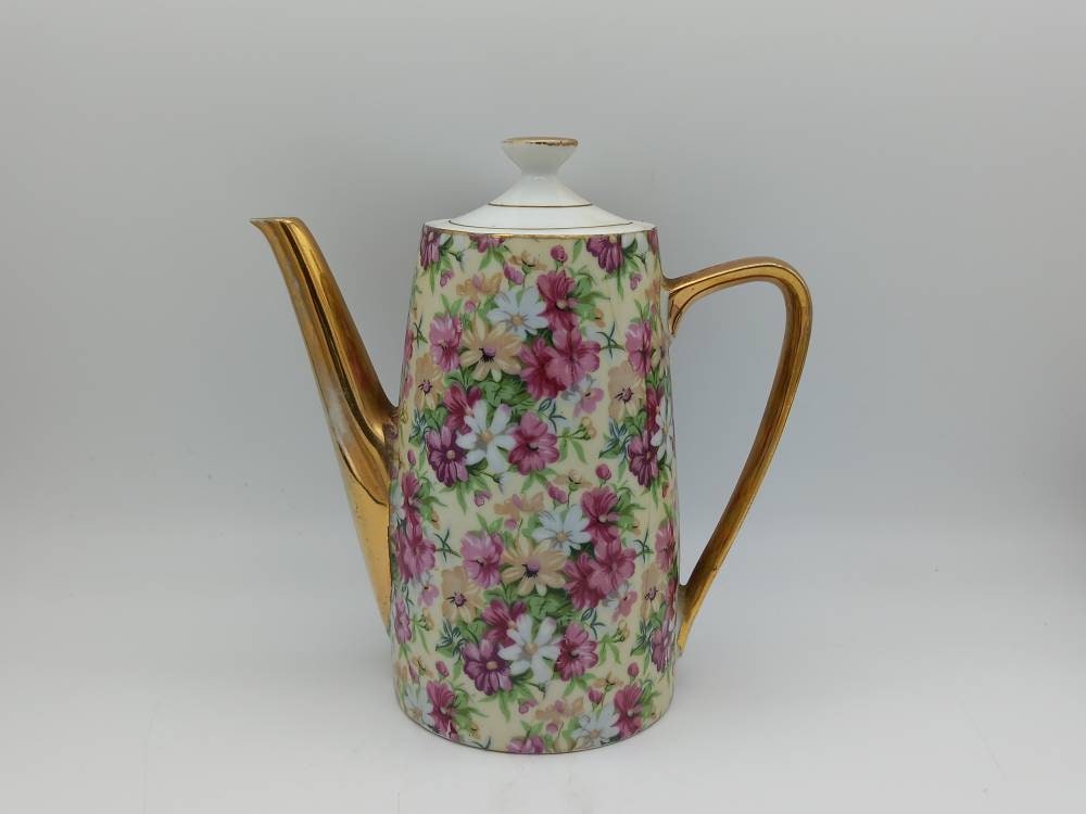 Vintage Ceramic Coffee Pot Marked Foreign Floral Design. Etsy