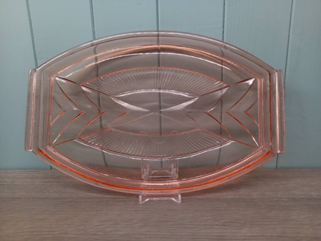 Pink Glass Dressing Table Tray 33cm Long Glass Tray Etsy