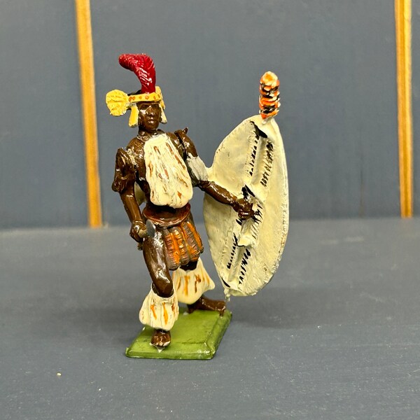 Vintage Metal Soldier Figure, Model Zulu Warrior, Vintage Toy Soldier’s