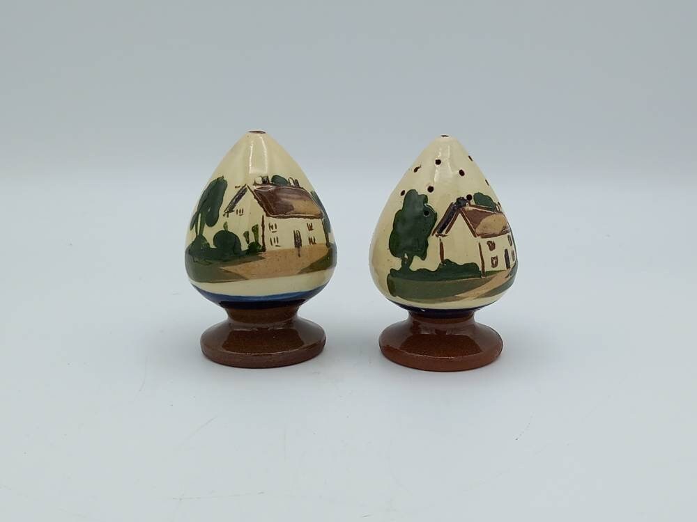 Motto Ware Pot, Vintage Ceramic Salt & Pepper Shakers - No Stoppers