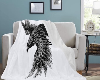 HUGE BEST PRICE Viking Raven Blanket Fleece Odin Valhalla Norse Mythology Nordic Travelling Birthday Gifts Mothers Fathers Day