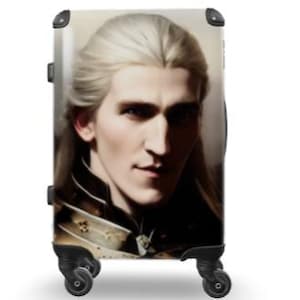Op Ewan Mitchell geïnspireerde koffer – glanzende polycarbonaat spinnerbagage, handbagage/medium/xxl, uv-print, TSA-slot, reistas op 4 wielen