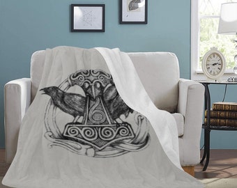 Huginn And Muninn Blanket Fleece Viking Raven Odin Valhalla Norse Mythology Nordic Travelling Birthday Gifts Mothers Fathers Day