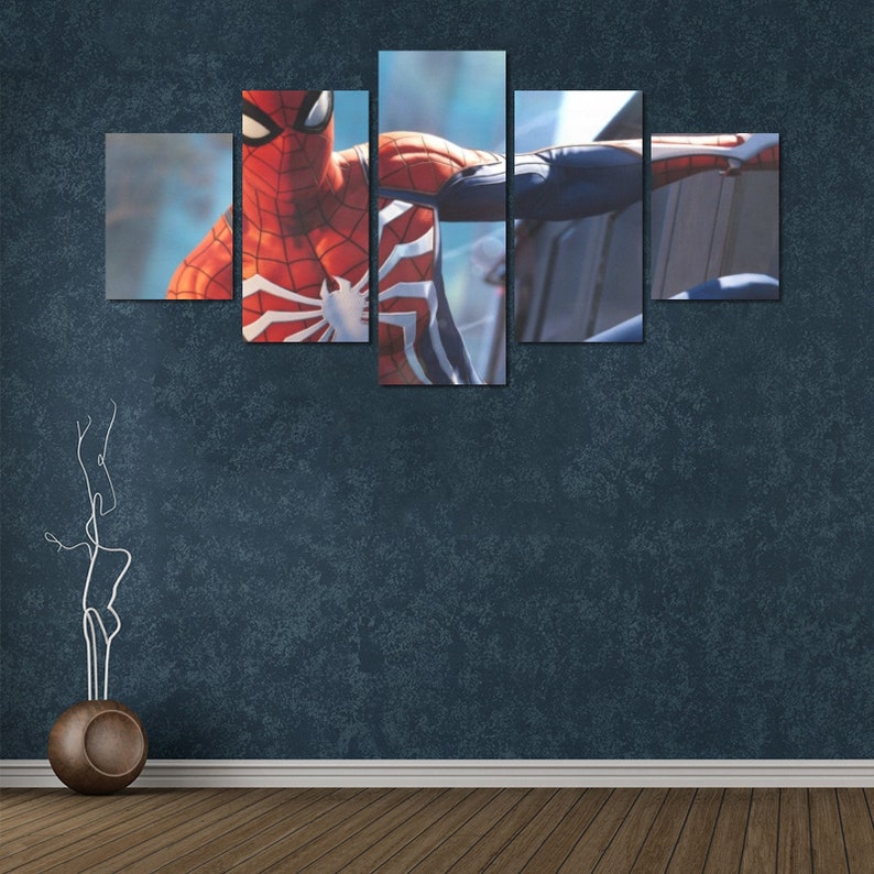Spider Man Wall Canvas Art Print Set 5 Pieces Decor Super Hero - Etsy