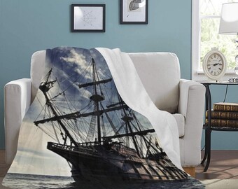 ÉNORME MEILLEUR PRIX Black Pearl Ship Couverture Jack Sparrow Polaire Voyage Super Hero Cadeaux d'anniversaire Fête des Mères Pères