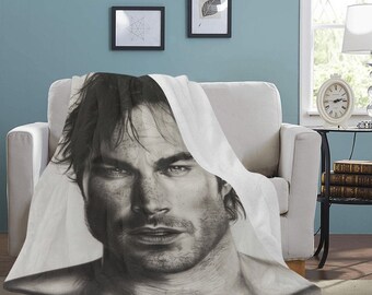 HUGE BEST PRICE Ian Somerhalder Blanket Fleece Travelling Birthday Gifts Valentines Day