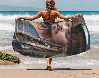 HUGE BEST PRICE Johnny Depp Towel Jack Sparrow Travelling Camping Summer Birthday Gifts Mothers Fathers Day