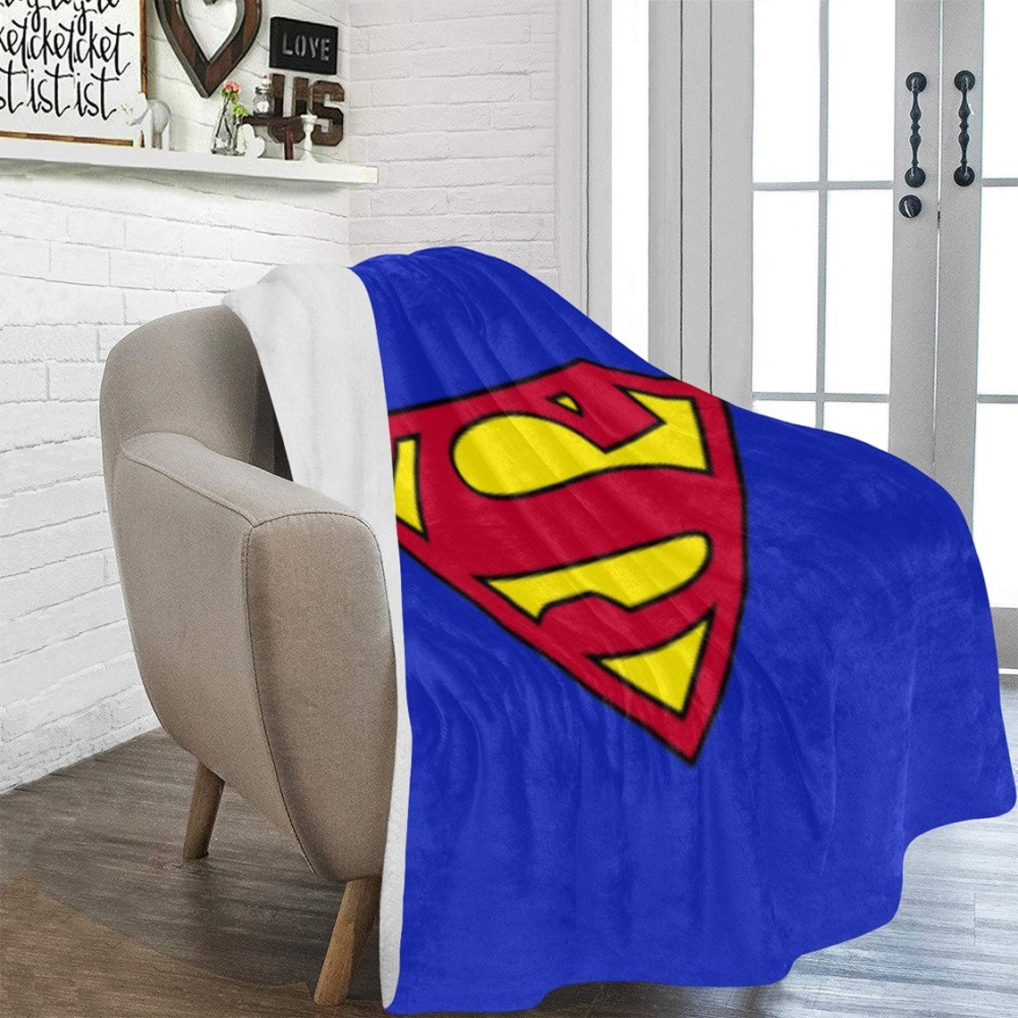 Superman Blanket Fleece Travelling Super Hero Birthday Gifts Etsy
