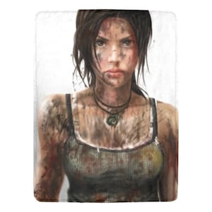 HUGE BEST PRICE Lara Croft Blanket Fleece Tomb Raider Travelling  Birthday Gifts Mothers Fathers Day Day