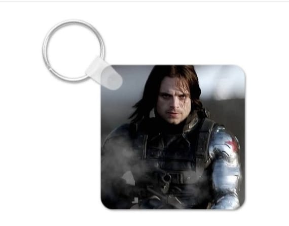 Sebastian Stan Keychain Bucky Barnes Winter Soldier Captain America  Travelling Square Birthday Gifts Mothers Fathers Day Day