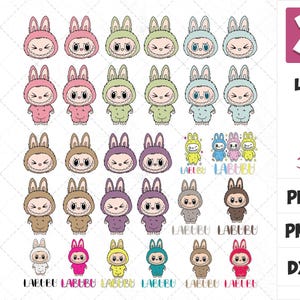 Pakiet Labubu Design PNG, Labubu SVG, Labubu Clipart, Labubu PNG, Kawaii Cute Digital, Labubu SVG Png Bundle, Labubu Character, Cartoon SVG