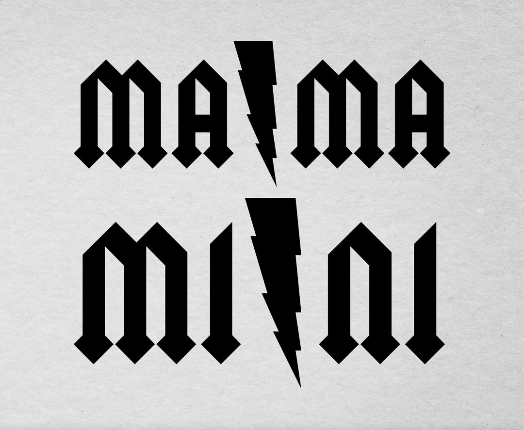 Mama & Mini Svg, Mama and Mini Acdc Shirt Design, Mama Svg, Mama ...
