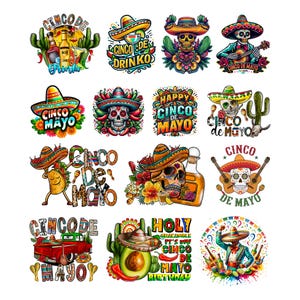 Ensemble Cinco De Mayo PNG, fête mexicaine Png, squelette du Cinco de Mayo PNG, Fiesta png, tequila mexicaine png, tête de mort png, tacos png, clipart