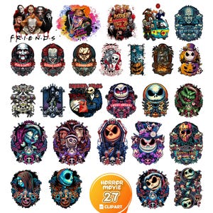 Horror Movie Png, Horror Png Bundle, Halloween Characters Png Bundle, Halloween Friends Png, Retro Horror Png, Scary Movie Png, Sublimation