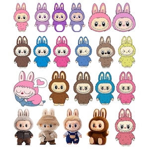 Labubu ontwerpen Svg Png bundel, Labubu Svg, kawaii schattig Svg Png, schattige Labubu Png, Labubu cijfers kunst, griezelig schattig monster konijn speelgoed, clipart
