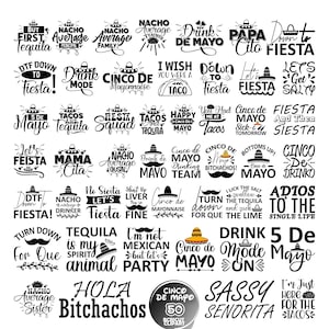 Bundle SVG Cinco de Mayo, Fiesta Svg, Tacos Png, fête mexicaine Svg, citations Cinco de Mayo, Sombrero Svg, Svg mexicain, Tequila Svg, Png, Cricut