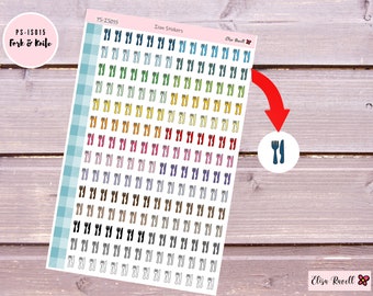 Fork and Knife l Icon Stickers | Doodle Stickers | Planner Stickers | Colors | 196 Stickers