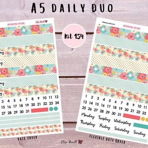 A5 Daily Duo Planner Sticker Kits featuring Spring Blooms, Kit 154