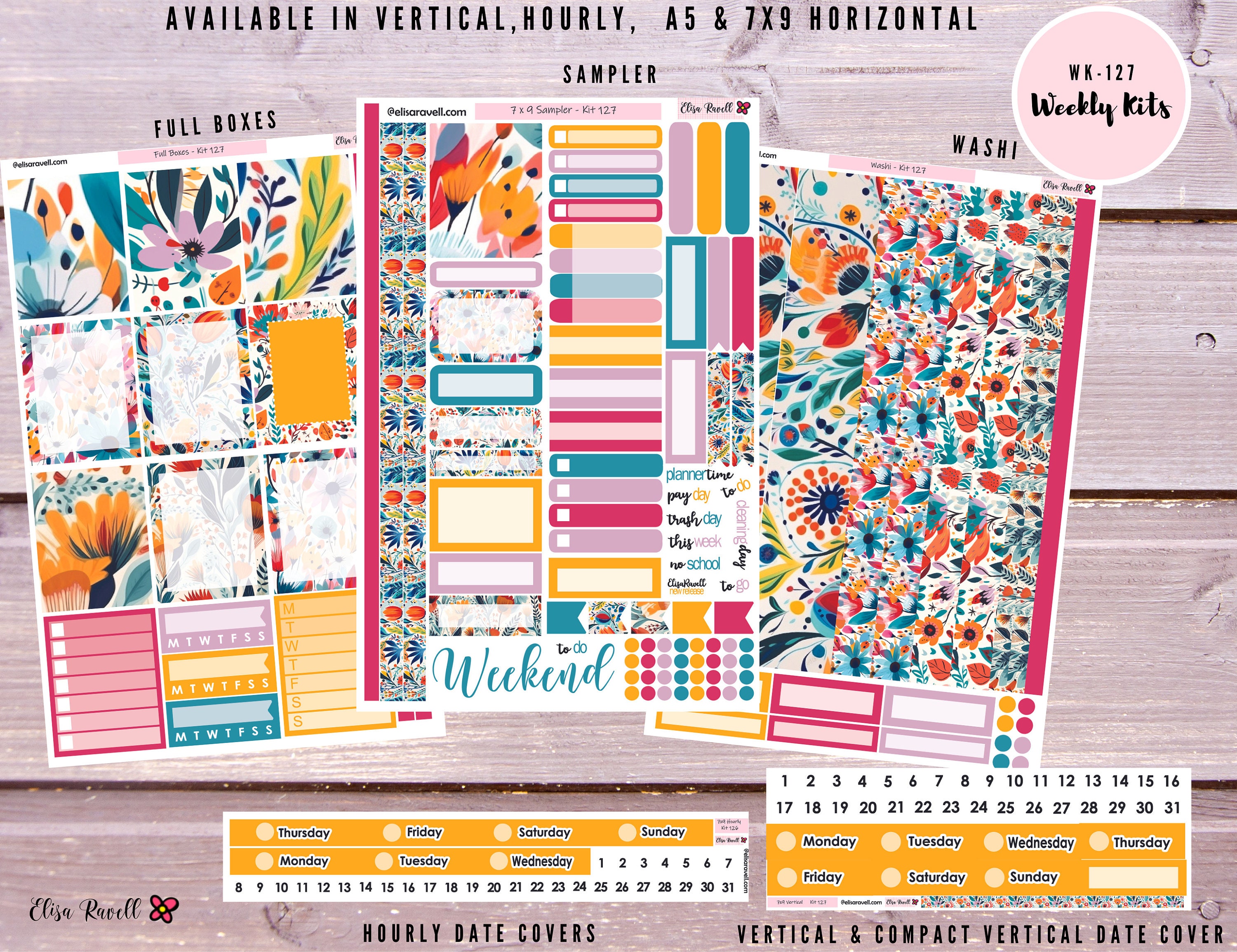 Erin Condren 7x9 Hourly Weekly Planner Sticker Sheets. JANUARY Winter – My  Happy Place Stickers
