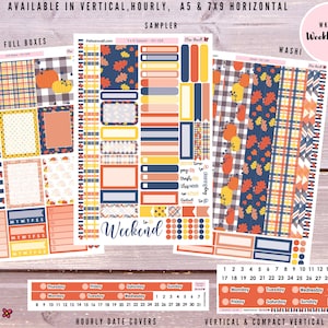 Weekly Planner Stickers Kit for Erin Condren Vertical Horizontal Hourly A5 and 7x9 Life Planners with Happy Fall Pumpkins, Kit 139