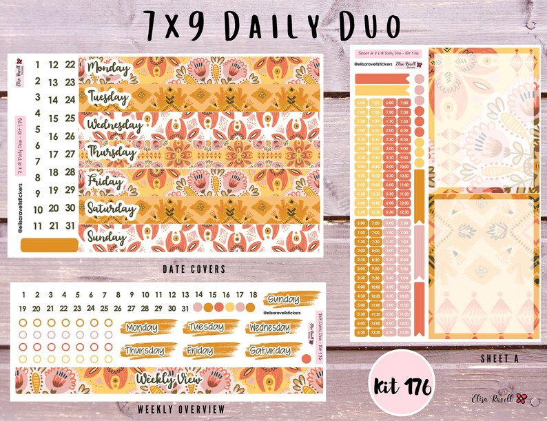 7x9 Daily Duo Sticker Kits for Erin Condren Life Planners With August ...