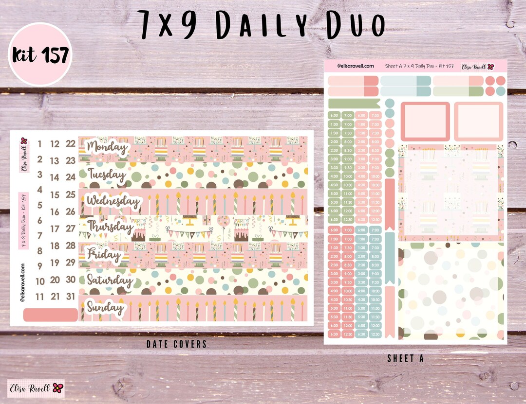 7x9 Daily Duo Sticker Kits for Erin Condren Life Planners With Pastel ...