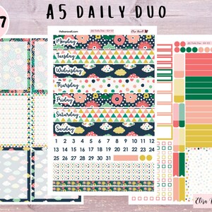 A5 Daily Duo Stickers, Clouds and Flowers, DD Stickers, ECDD, Flexible Dates Available, Choose Your Pages, Kit 57