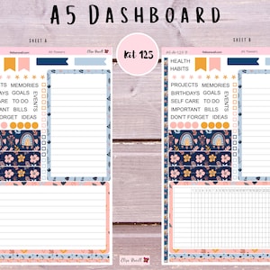 A5 Dashboard Erin Condren Notes Pages for A5 Planners With Boho August Rainbows, Evergeen Format Featuring August Colors, Kit 125