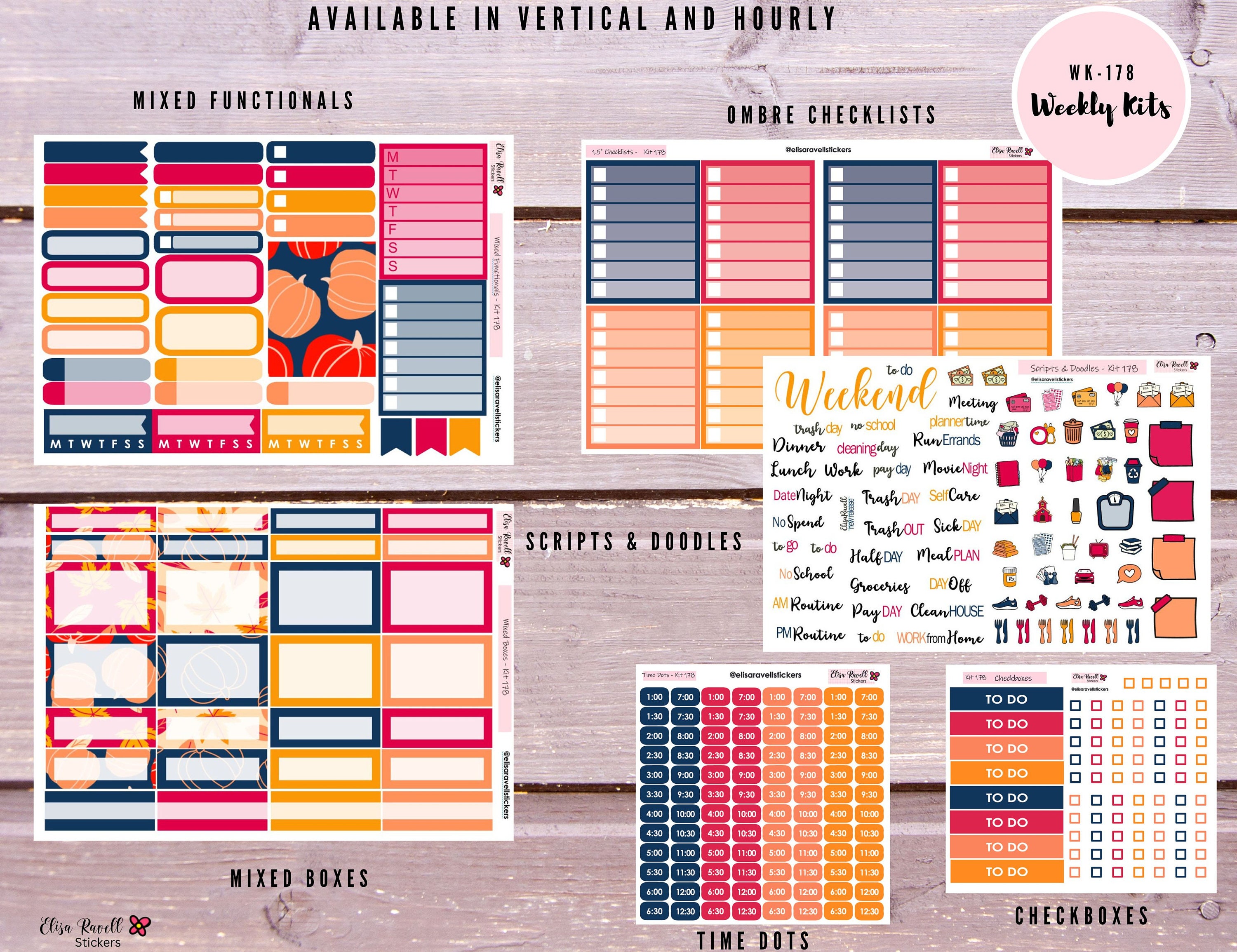 Weekly Planner Stickers Kit for Erin Condren Vertical and Hourly 7x9 ...
