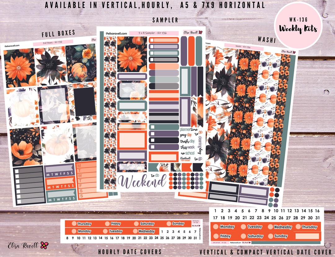 Weekly Planner Stickers Kit for Erin Condren Vertical Horizontal Hourly ...