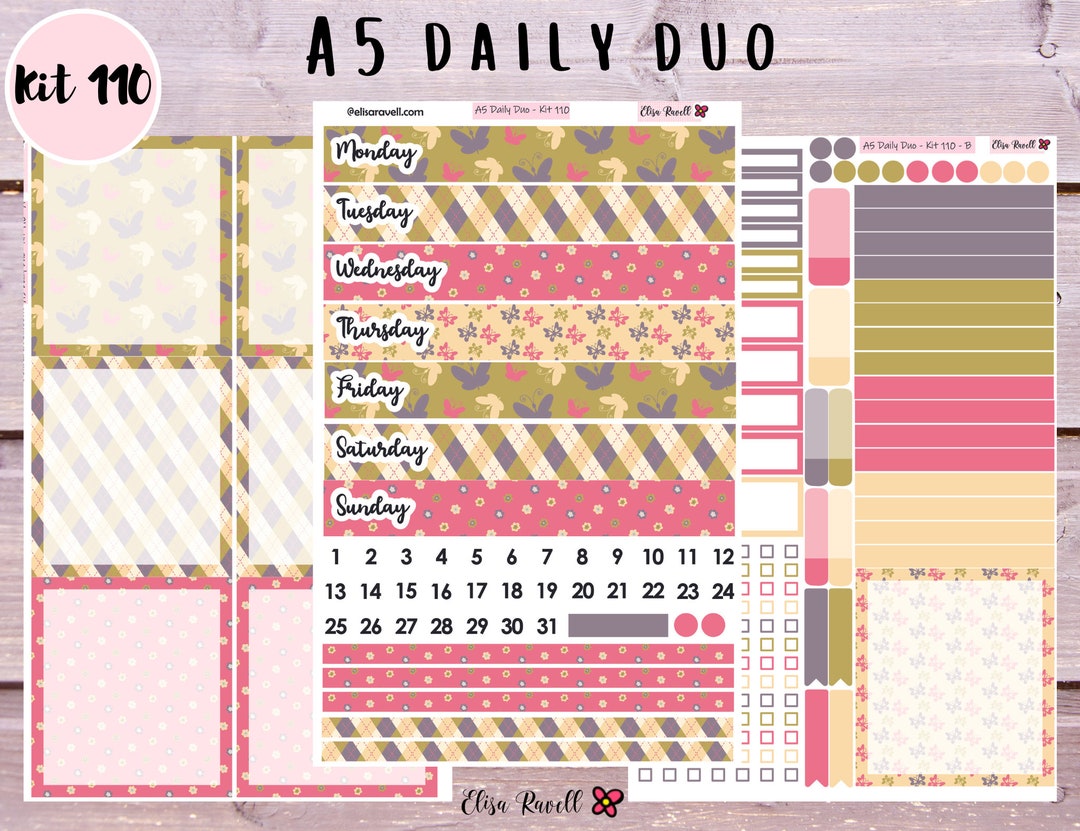A5 Daily Duo Stickers, April, Purplelicious, Spring, DD Stickers, ECDD ...