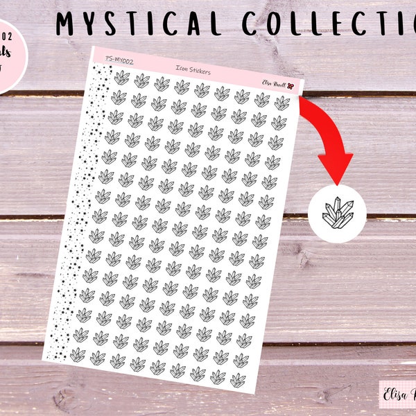 Crystals, Gemstones, Small, Icon Stickers, Doodle Stickers, Planner Stickers, Witchy 135 Stickers | PS-MY002