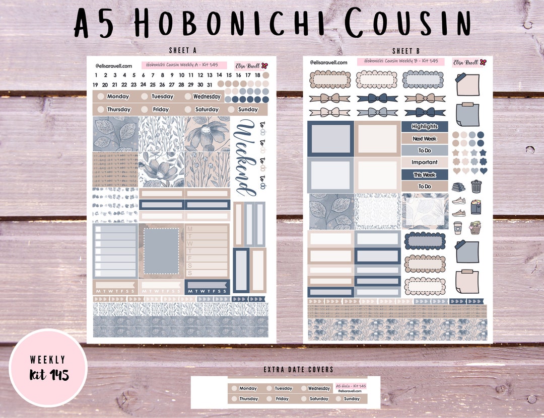 Hobonichi Cousin Weekly Sticker Kits, A5 Cousin Avec Winter Blooms ...