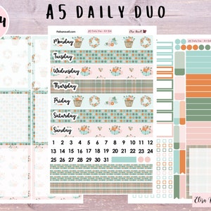A5 Daily Duo Stickers, Pumpkin Florals, Fall, DD Stickers, ECDD, Flexible Dates Available, Choose Your Pages, Kit 84
