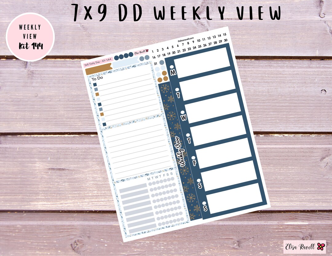 Weekly View Group 7x9 Daily Duo Weekly View Stickers Hello Winter Kit 144 - Etsy