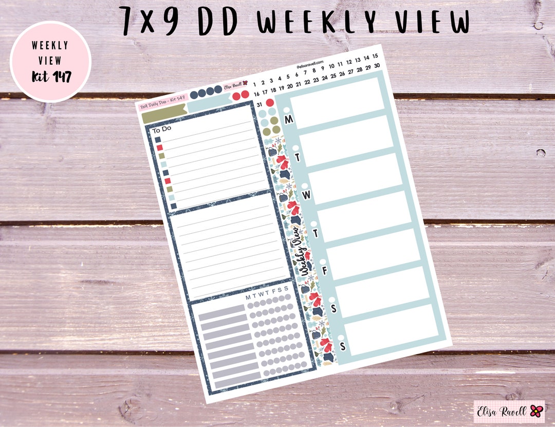 7x9 Daily Duo Weekly View Stickers Happy Cozy Winter Kit 147 - Etsy