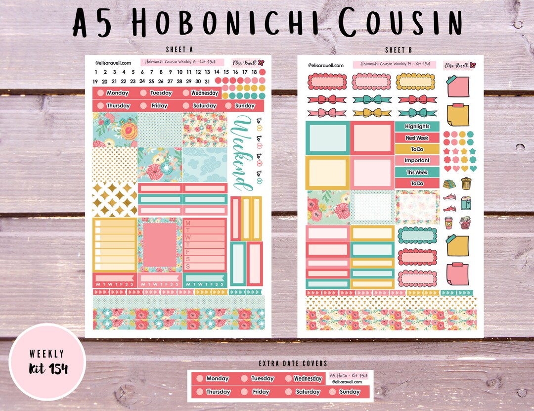 Hobonichi Cousin Weekly Sticker Kits, A5 Cousin Avec Spring Blooms ...