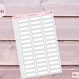 Boîtes au trait plein, troisième boîte, boîte rectangulaire, autocollants fonctionnels, étiquettes, autocollants de journalisme, autocollants pour agenda, PS-F051