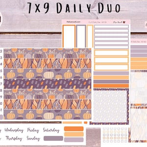 7x9 Daily Duo Stickers, Pumpkin Spice, Fall, October Planner Stickers, October Daily Duo, Summer, Flexible, Kit 81