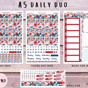 A5 Daily Duo Planner Sticker Kits featuring Patriotic Burst, Kit 169