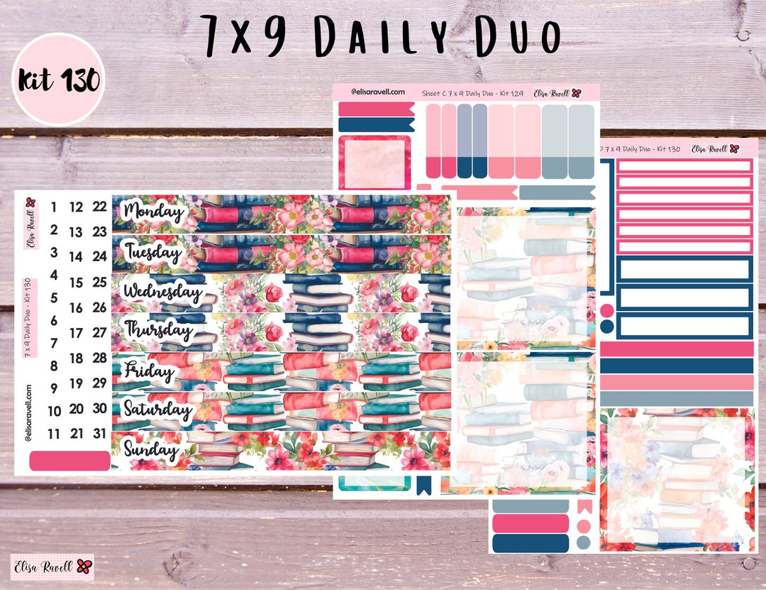 7x9 Daily Duo Sticker Kits for Erin Condren Life Planners With Books ...