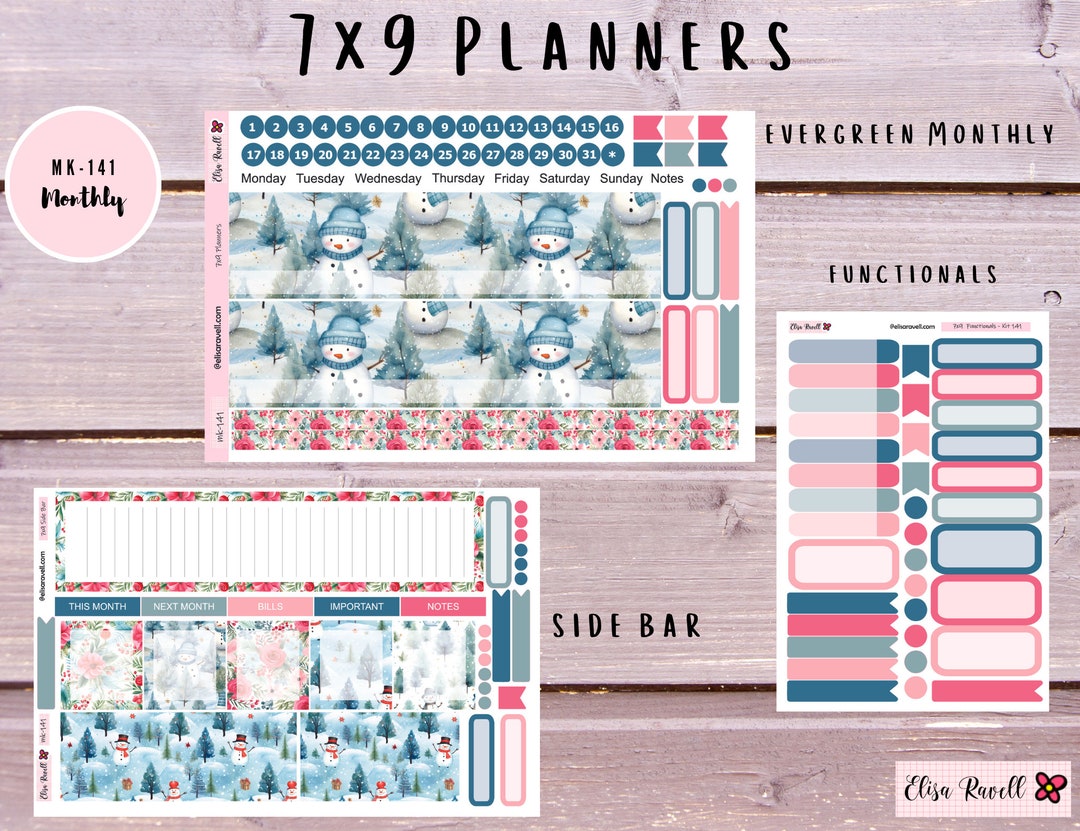 7x9 Monthly View Planner Stickers Kits for Erin Condren Life Planners ...