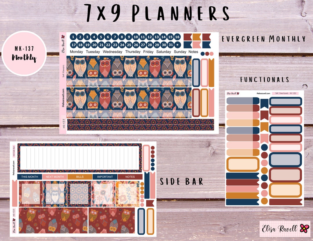 7x9 Monthly View Planner Stickers Kits for Erin Condren Life Planners ...