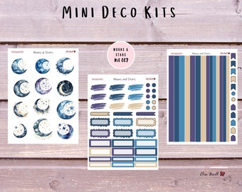 Mini Deco Kit with Moons and Stars Doodles Functional Stickers and Washi One Size Fits Most, Kit MDC-007