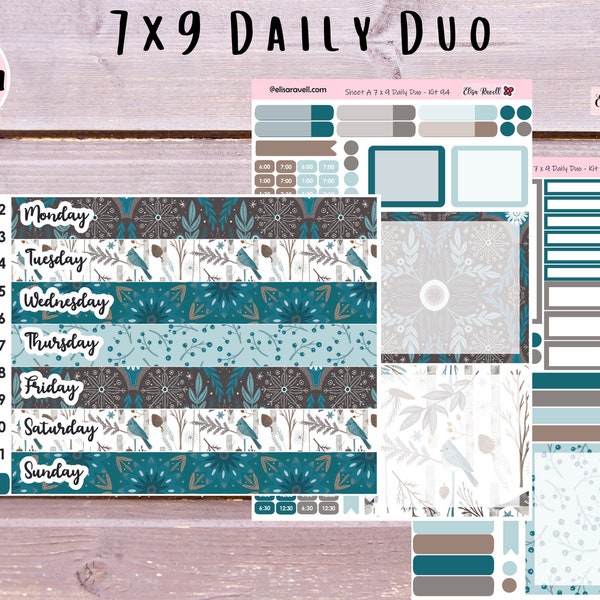 7x9 Daily Duo Stickers, Winter Eve, January Planner Stickers, October Daily Duo, Flexible, Kit 94