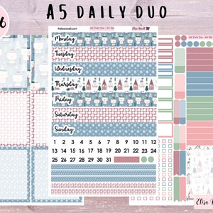 A5 Daily Duo Stickers, Snowmen, Winter, January, DD Stickers, ECDD, Flexible Dates Available, Choose Your Pages, Kit 96