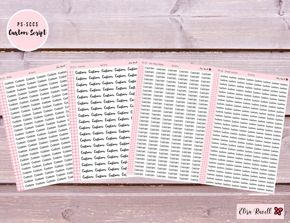 Custom Script Sticker Sheet Planner Stickers Choose Your - Etsy
