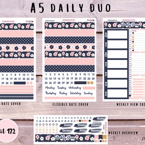 A5 Daily Duo Planner Sticker Kits featuring July Blooms, Flowers Kit 172