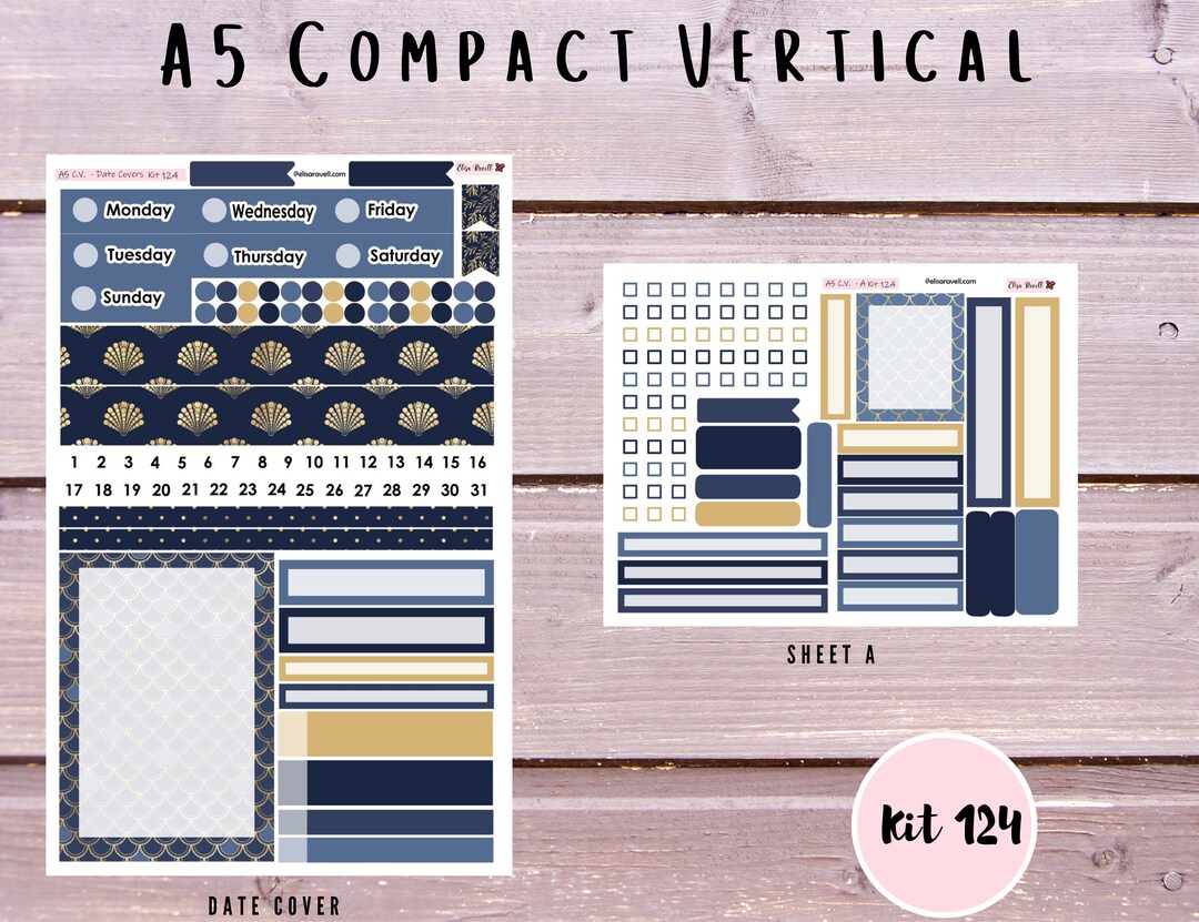 A5 Compact Vertical Stickers, Sparkling Seashells, July, Summer, Kit ...