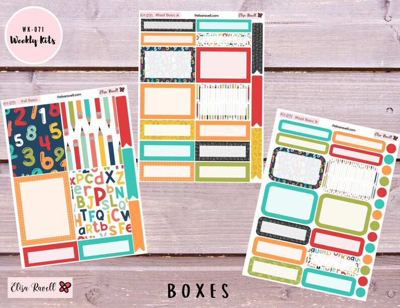 Back to School Bright Sticker Kits Weekly Kits Vertical Etsy
